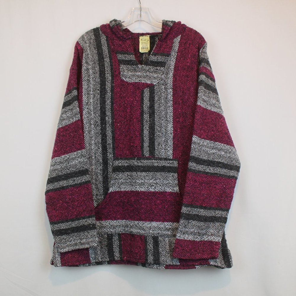 Frank's Textiles XL Long Sleeve Pink Black Gray Baja Sweater with Hood